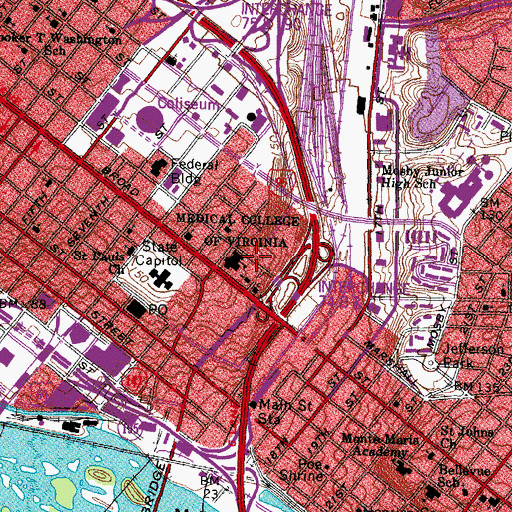 Topographic Map of East Hospital, VA