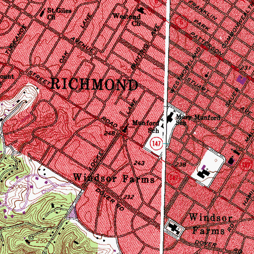 Topographic Map of First Presbyterian Church, VA