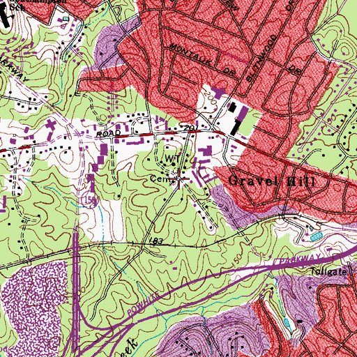Topographic Map of Gravel Hill Baptist Church, VA