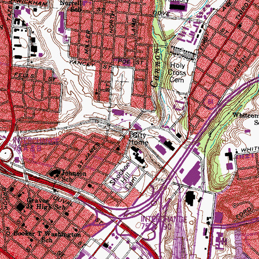 Topographic Map of J E B Stuart Bridge, VA