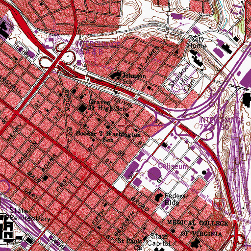 Topographic Map of Maggie Walker House, VA