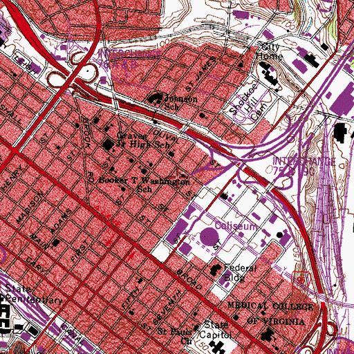 Topographic Map of Maggie L Walker National Historic Site, VA