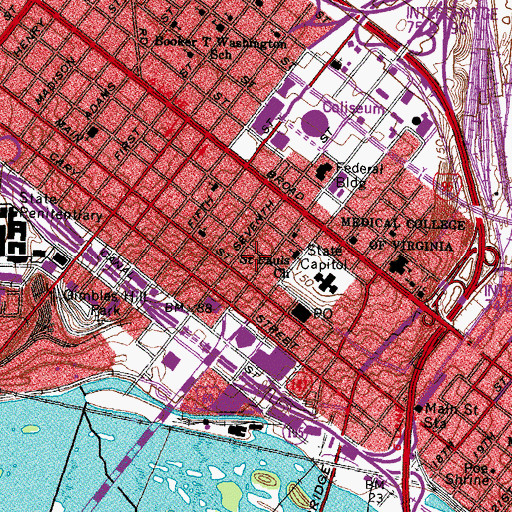 Topographic Map of Main Street Center, VA