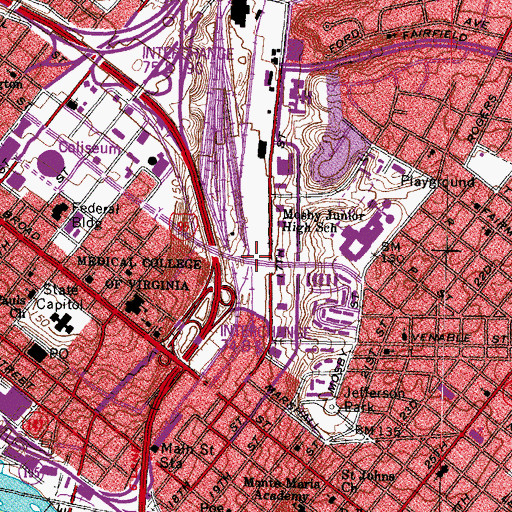 Topographic Map of Martin Luther King Junior Memorial Bridge, VA