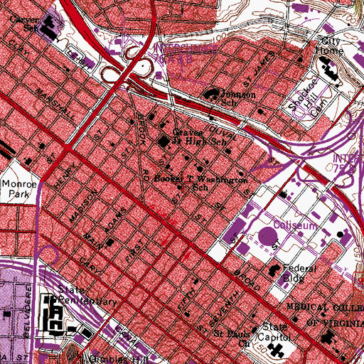 Topographic Map of Mosby Memorial Baptist Church, VA