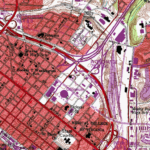 Topographic Map of Richmond Childrens Museum, VA