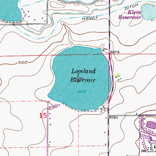 Topographic Map of Loveland Reservoir, CO