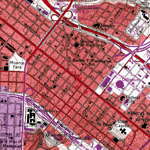 Topographic Map of Richmond Korean Methodist Church, VA