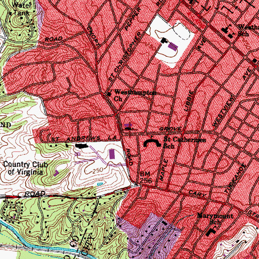 Topographic Map of Saint Stephens Episcopal Church, VA