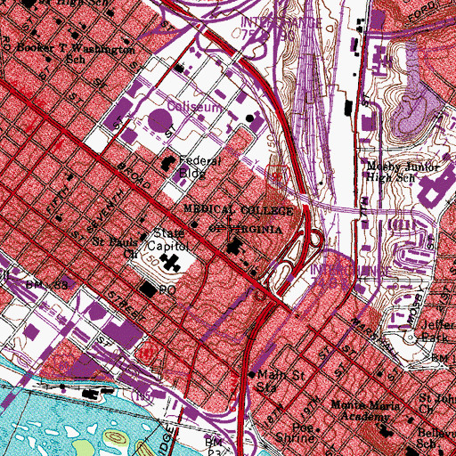 Topographic Map of Sangen Hall, VA