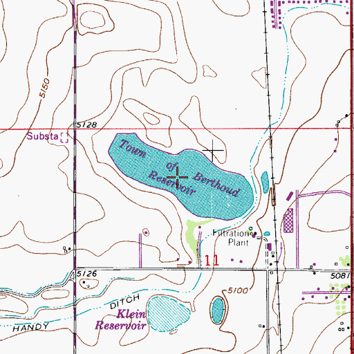 Topographic Map of Berthoud Reservoir, CO