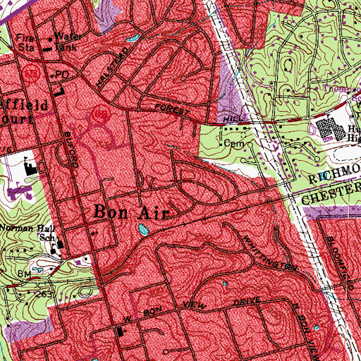 Topographic Map of Highland Hills, VA