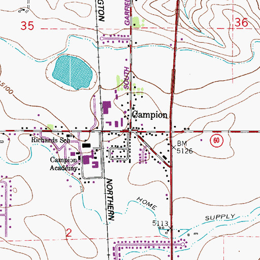 Topographic Map of Campion, CO