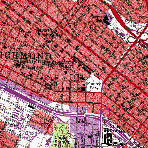 Topographic Map of James Cabell Library, VA