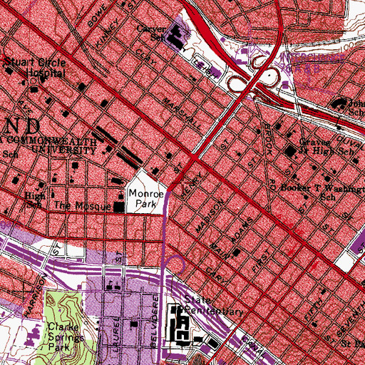 Topographic Map of Monroe Park Building, VA