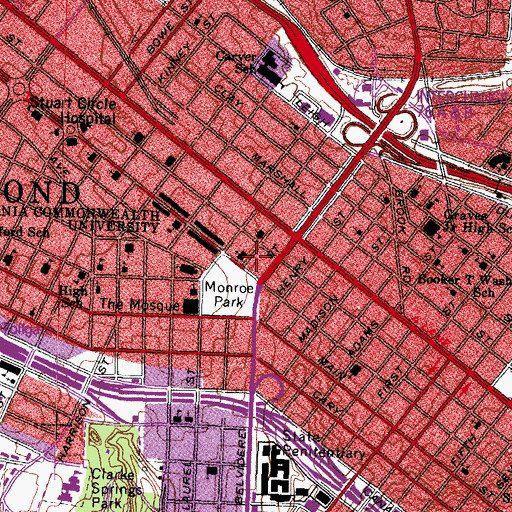Topographic Map of Prestwood Building, VA