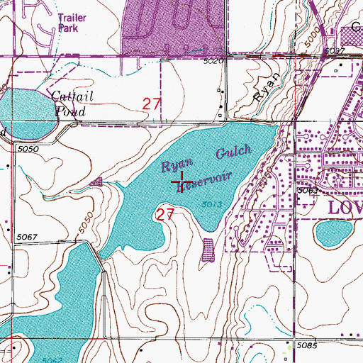 Topographic Map of Ryan Gulch Reservoir, CO