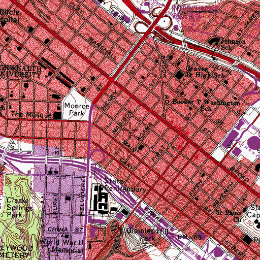 Topographic Map of Two Hundred Block West Franklin Historic District, VA