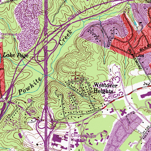 Topographic Map of Westover Gardens, VA