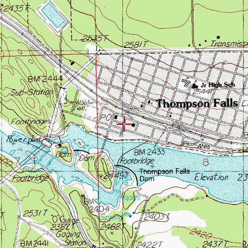 Topographic Map of Sanders County Courthouse, MT