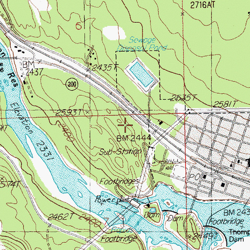 Topographic Map of Thompson Falls Rural Fire Department Station 1, MT
