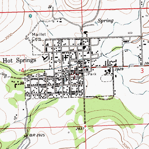 Topographic Map of Hot Springs Volunteer Fire Department, MT