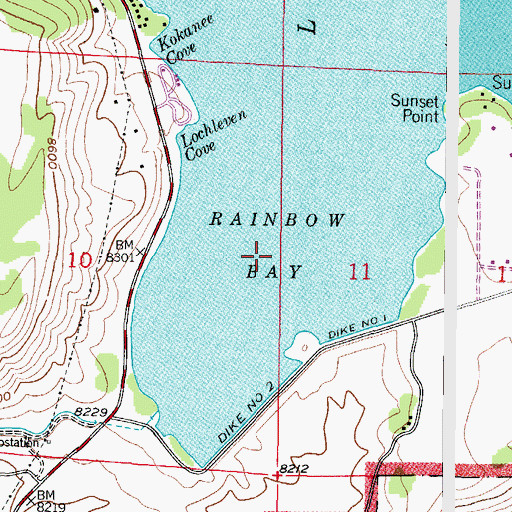 Topographic Map of Rainbow Bay, CO