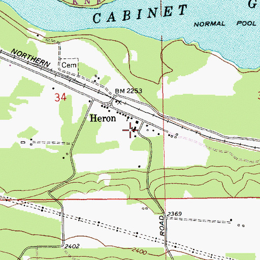 Topographic Map of Heron School (historical), MT
