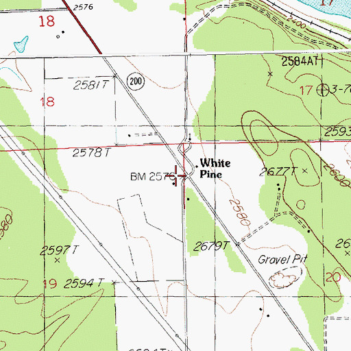 Topographic Map of Whitepine School (historical), MT