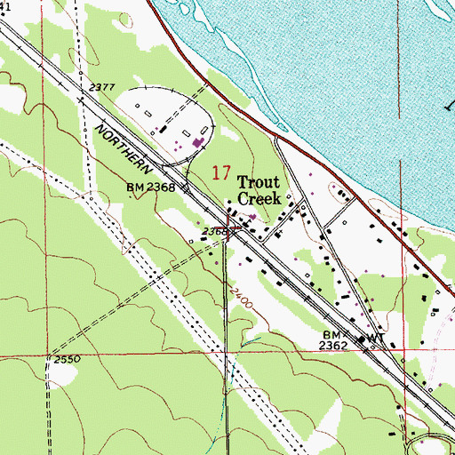 Topographic Map of Trout Creek Elementary School, MT