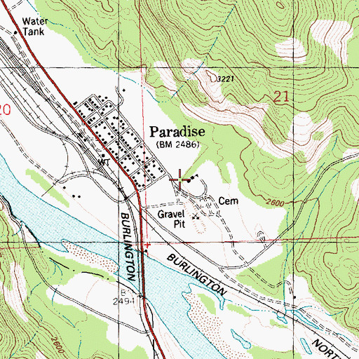 Topographic Map of Paradise Elementary School, MT