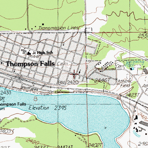 Topographic Map of Thompson Falls Christian Church, MT