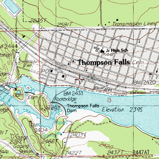 Topographic Map of First Baptist Church, MT