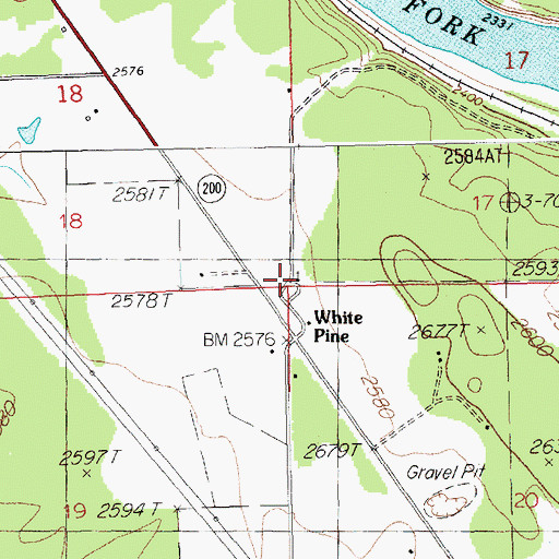 Topographic Map of Whitepine Community Methodist Church, MT