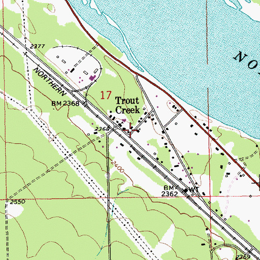 Topographic Map of Trout Creek Community Church, MT