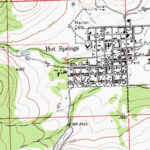 Topographic Map of Hot Springs Bible Church, MT