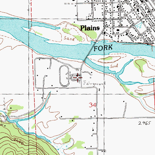 Topographic Map of Sanders County Fairgrounds, MT