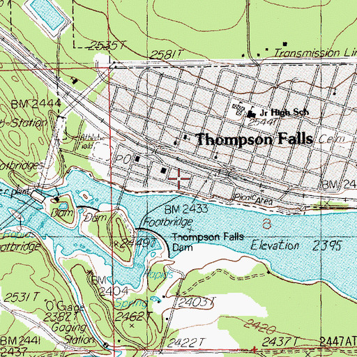 Topographic Map of Thompson Falls Public Library, MT