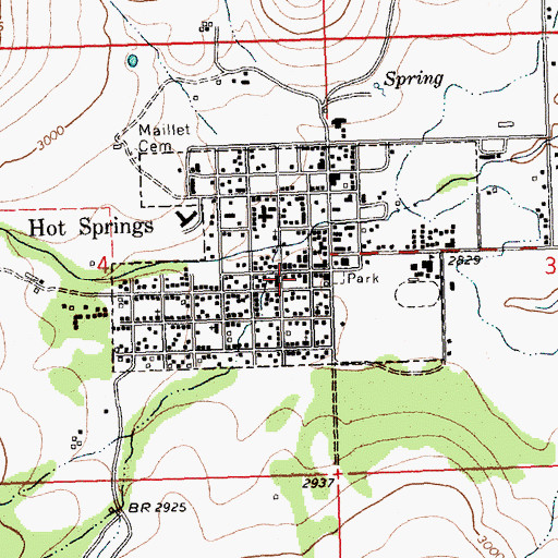 Topographic Map of Hot Springs Town-County Library, MT