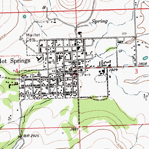 Topographic Map of Hot Springs City Park, MT