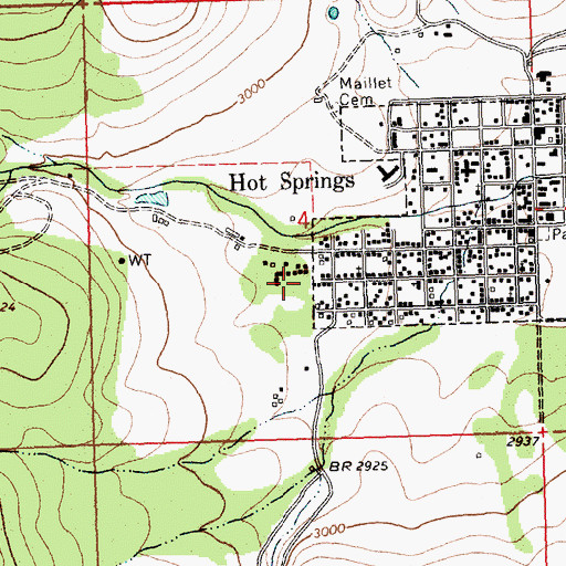 Topographic Map of Shady Grove RV Park, MT