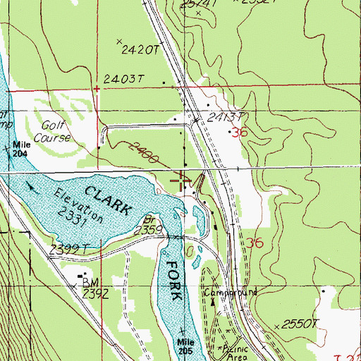 Topographic Map of Birdland Bay RV Resort, MT