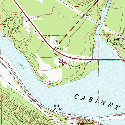 Topographic Map of Cabinet Gorge RV and Recreation, MT