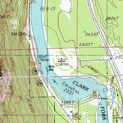 Topographic Map of Thompson Falls Golf Club, MT