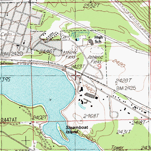 Topographic Map of Thompson Falls Historical Marker, MT