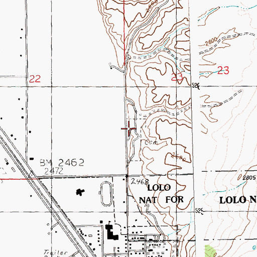 Topographic Map of Plains Cemetery, MT