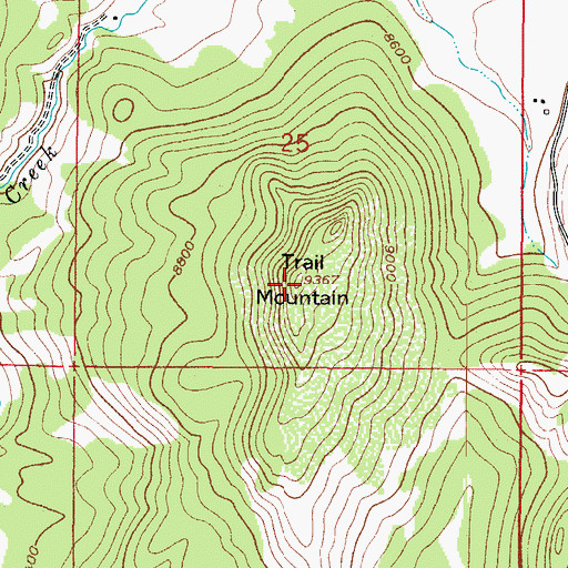Topographic Map of Trail Mountain, CO