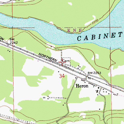 Topographic Map of Heron Cemetery, MT