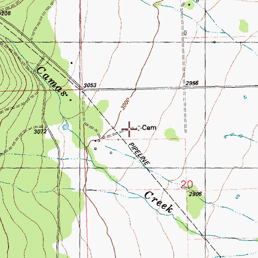 Topographic Map of Pluffe Cemetery, MT