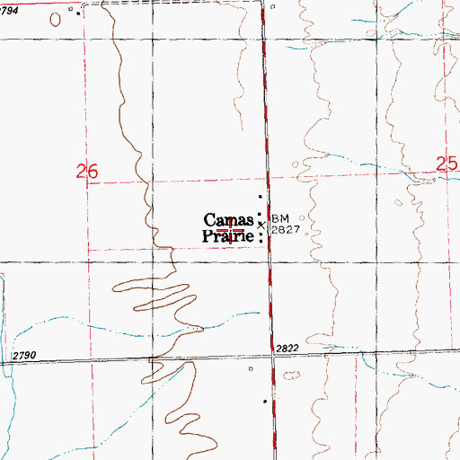Topographic Map of Camas Prairie Post Office (historical), MT
